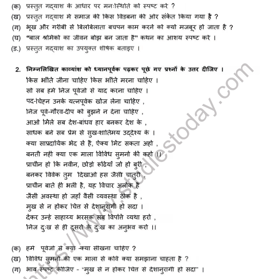 CBSE Class 10 Hindi Question Paper 2021 Set C Solved